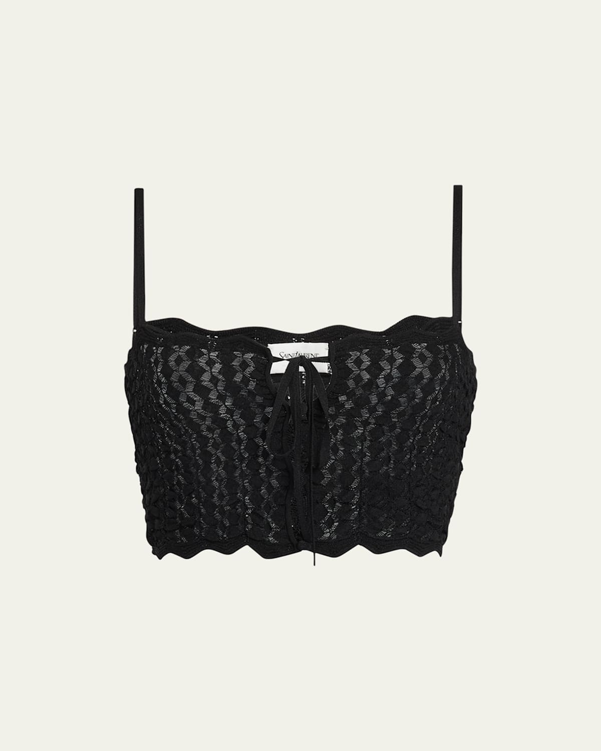 Saint Laurent Cropped Crochet Top In Noir
