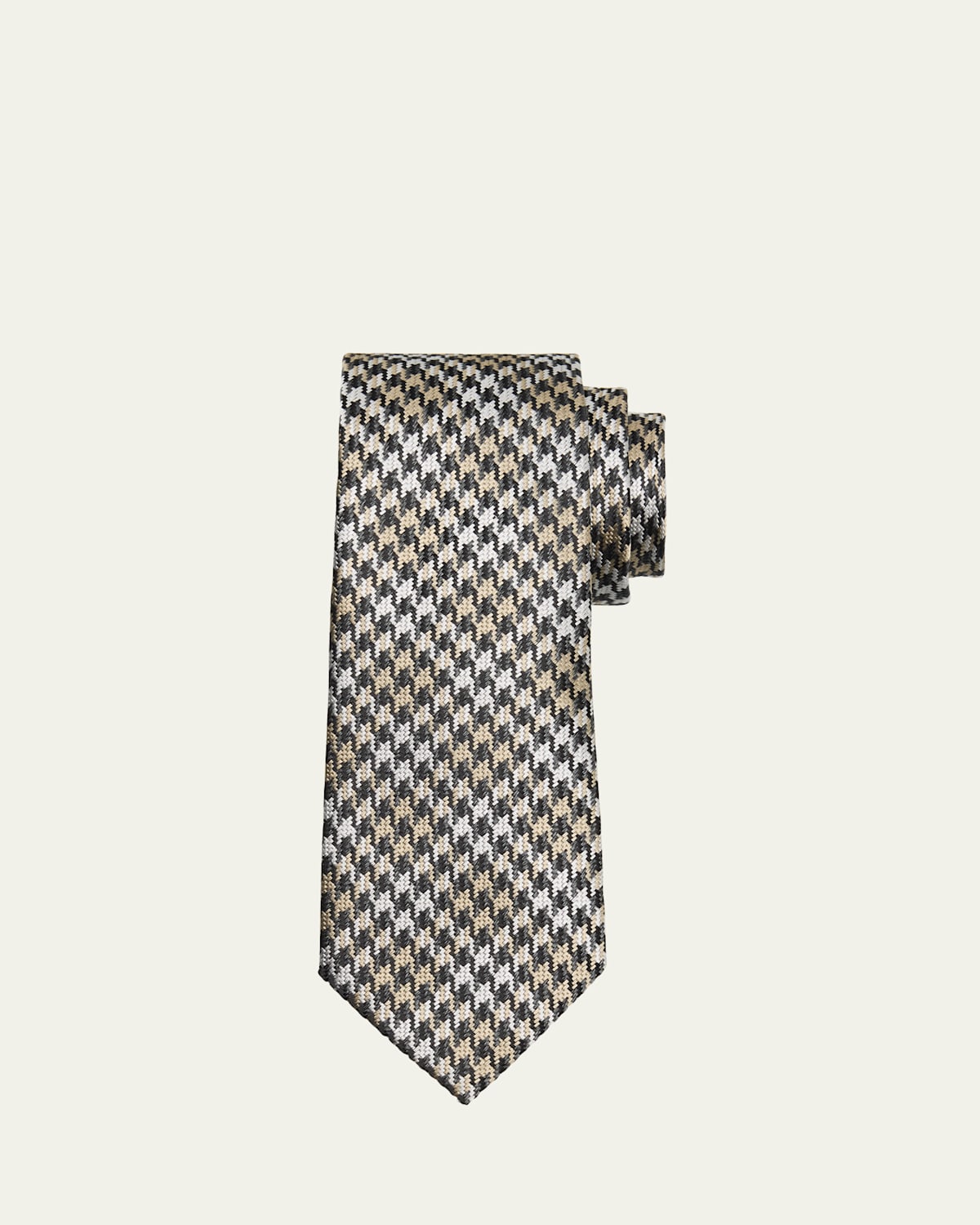 Tom Ford Men's Houndstooth Mulberry Silk Tie In Warm Bronz