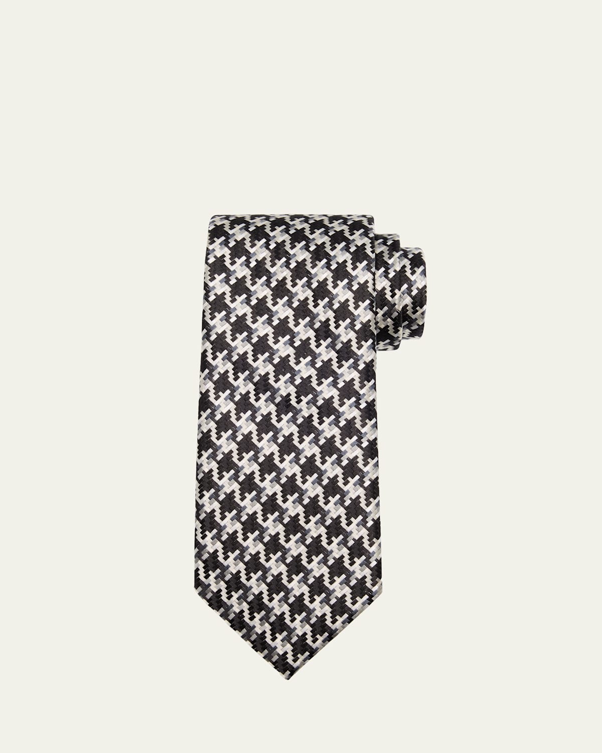 Tom Ford Men's Houndstooth Woven Silk Tie In Black Mult