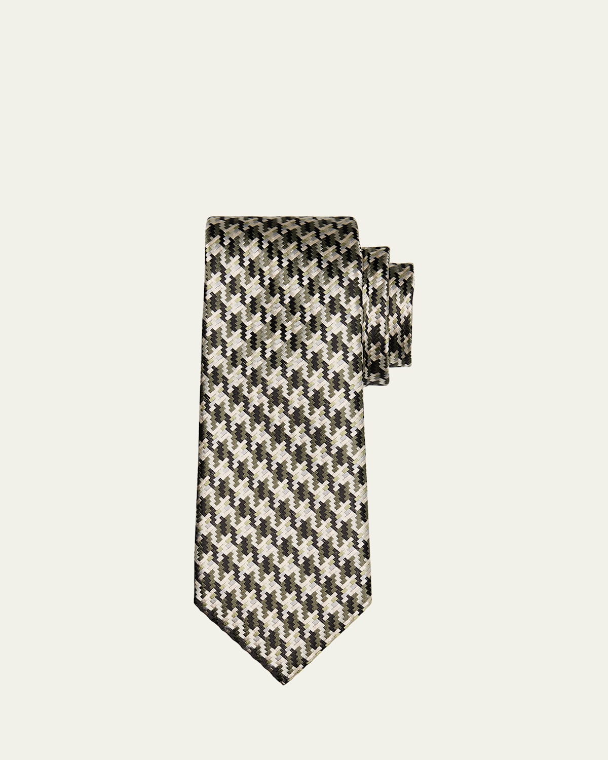 Tom Ford Men's Houndstooth Woven Silk Tie In Milgreen M