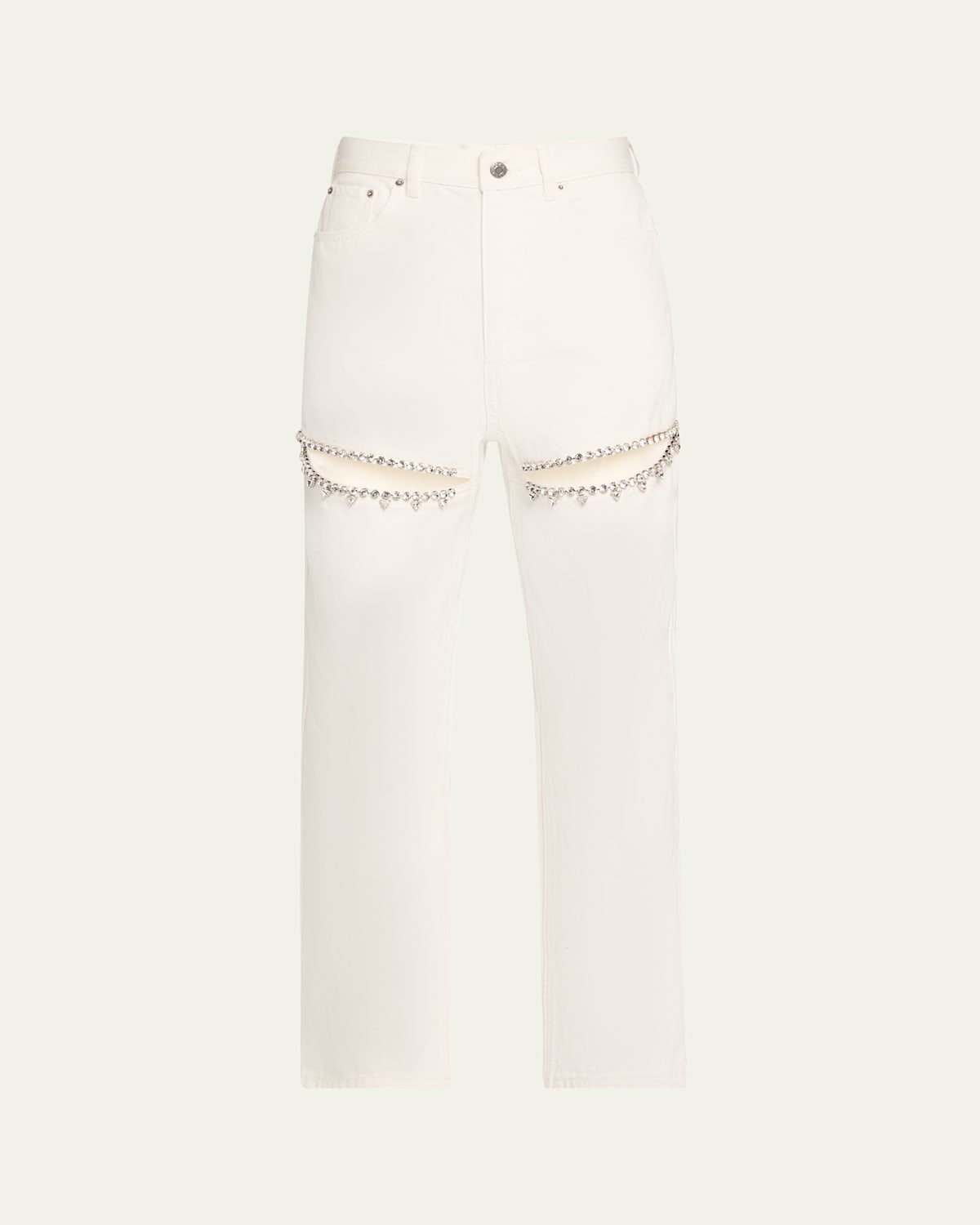 AREA CRYSTAL SLIT STRAIGHT-LEG JEANS 
