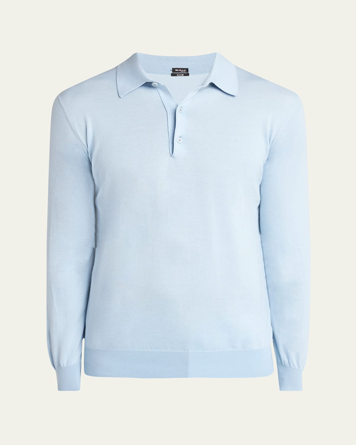 KITON MEN'S CASHMERE, LINEN AND SILK POLO SWEATER 