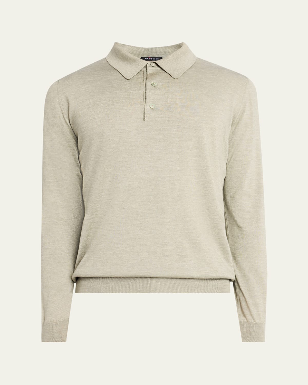 KITON MEN'S SILK, CASHMERE AND LINEN POLO SWEATER 