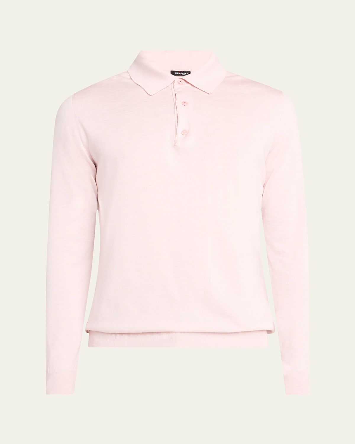 KITON MEN'S SILK, CASHMERE AND LINEN POLO SWEATER 