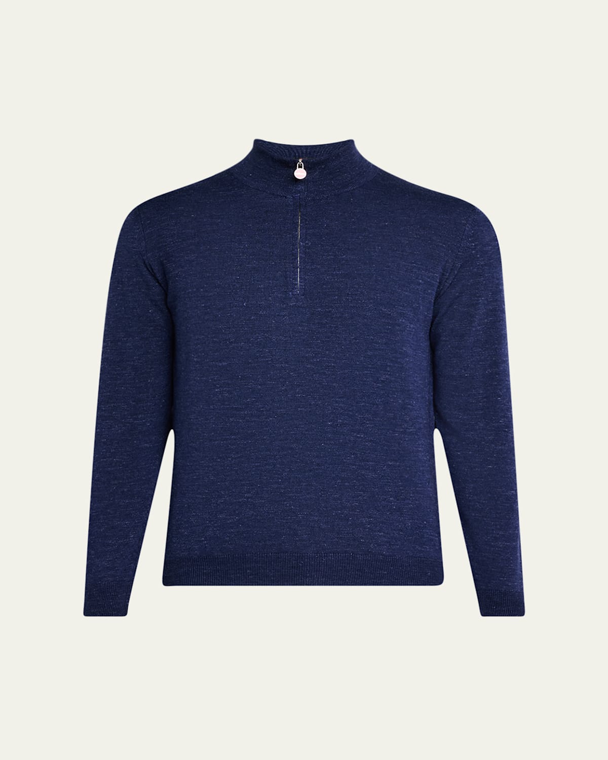 KITON MEN'S SILK, CASHMERE AND LINEN HALF-ZIP SWEATER 