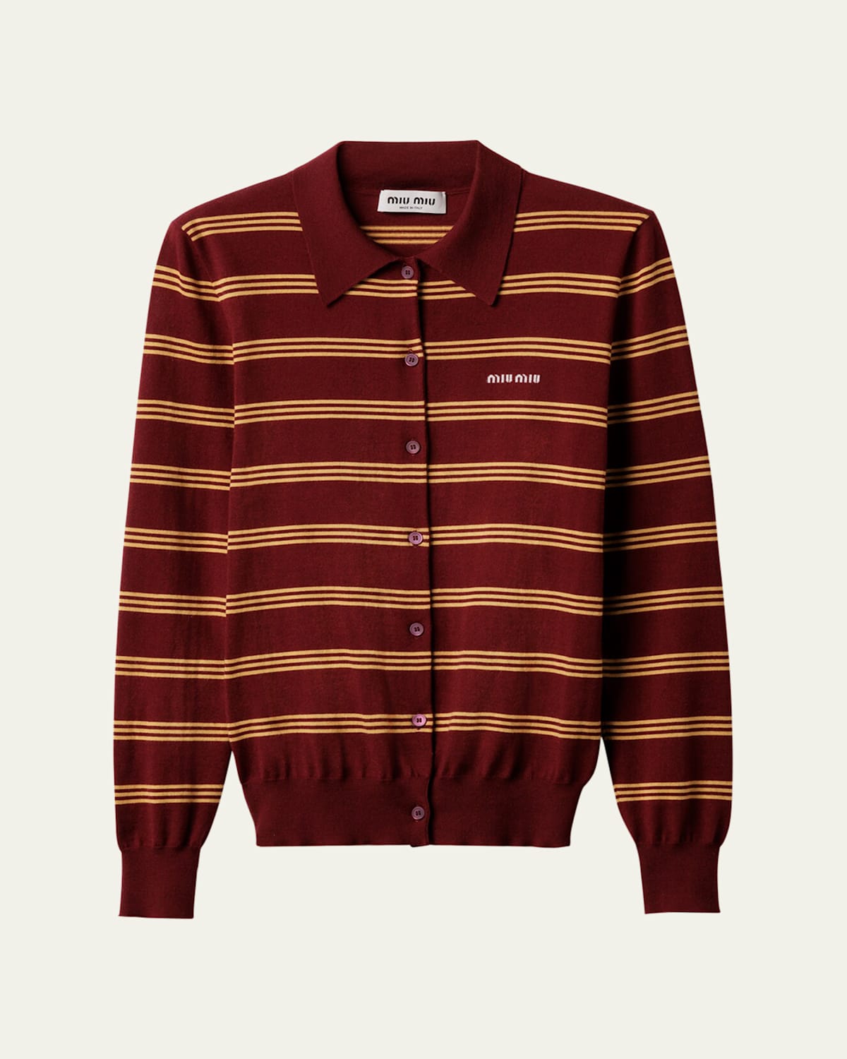 Stripe Polo Cashmere Silk Cardigan