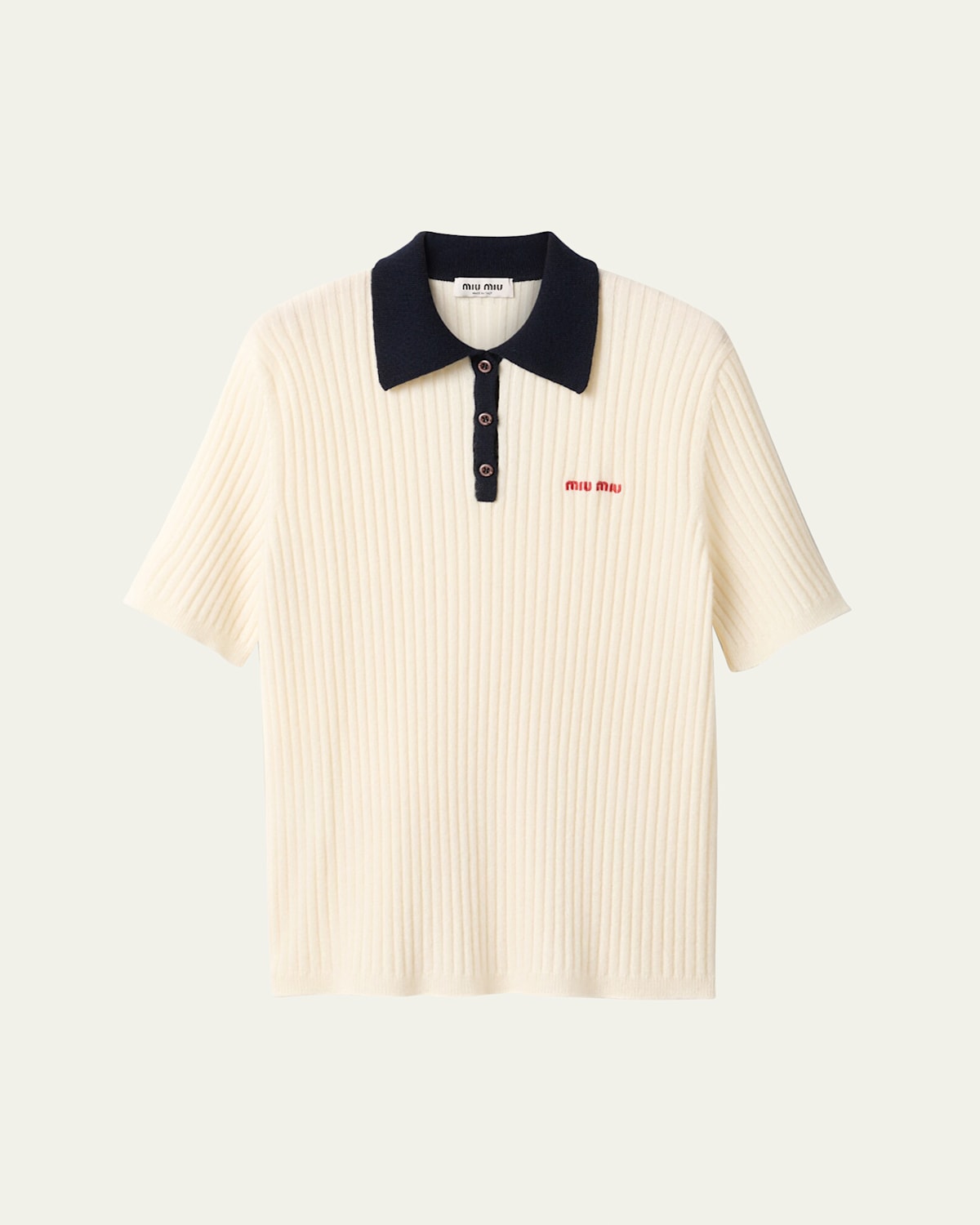 Ribbed Short Sleeve Polo Cashmere Shirt