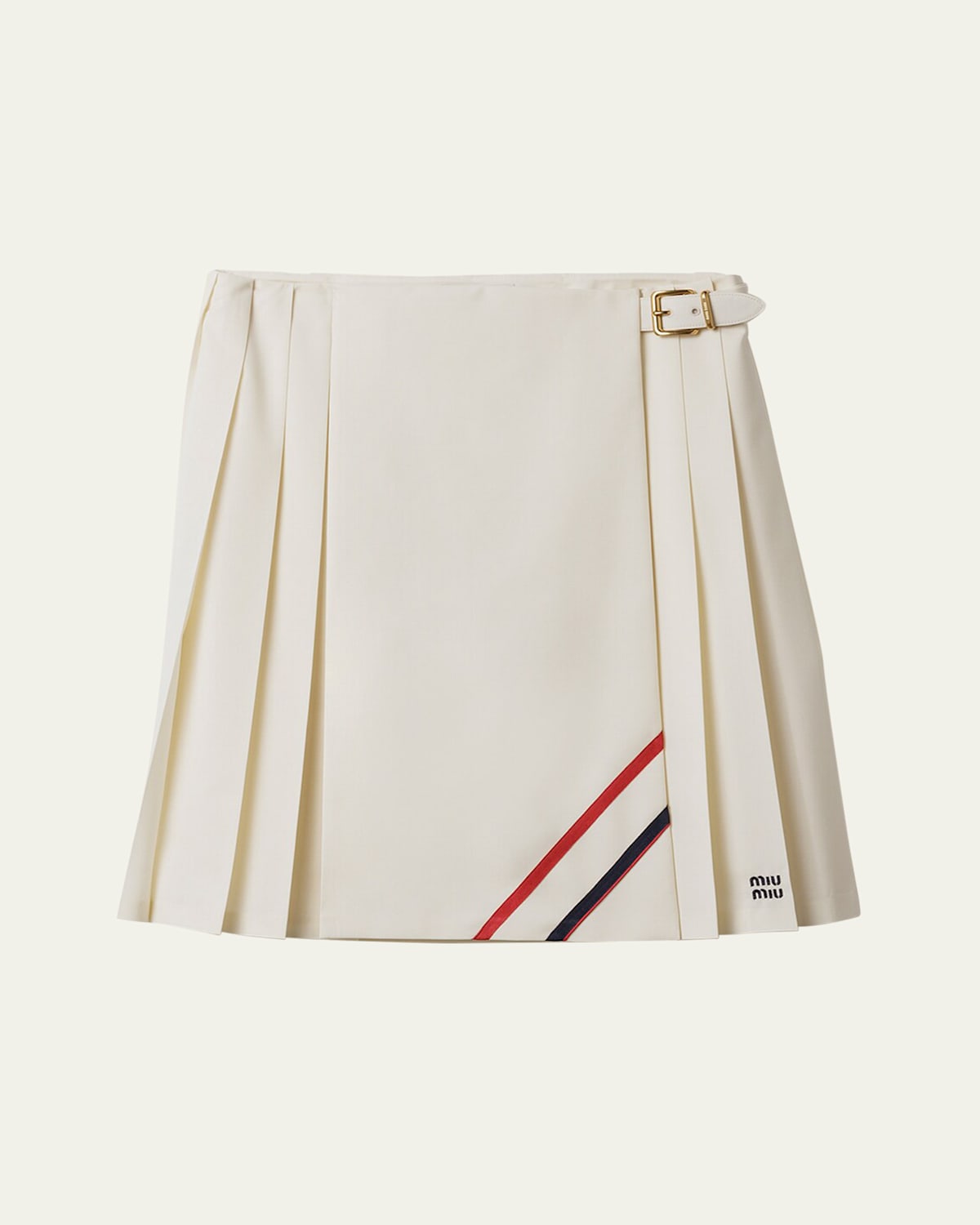 Miu Miu Buckle Pleated Mohair Skirt