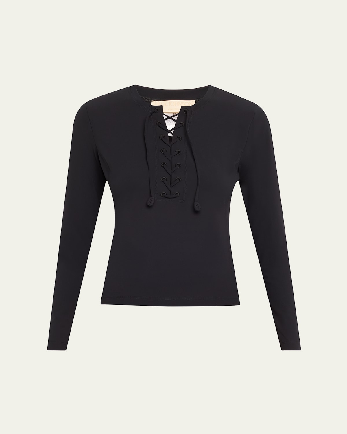 ULLA JOHNSON CASSIA LACE-UP RASHGUARD SWIM TOP 