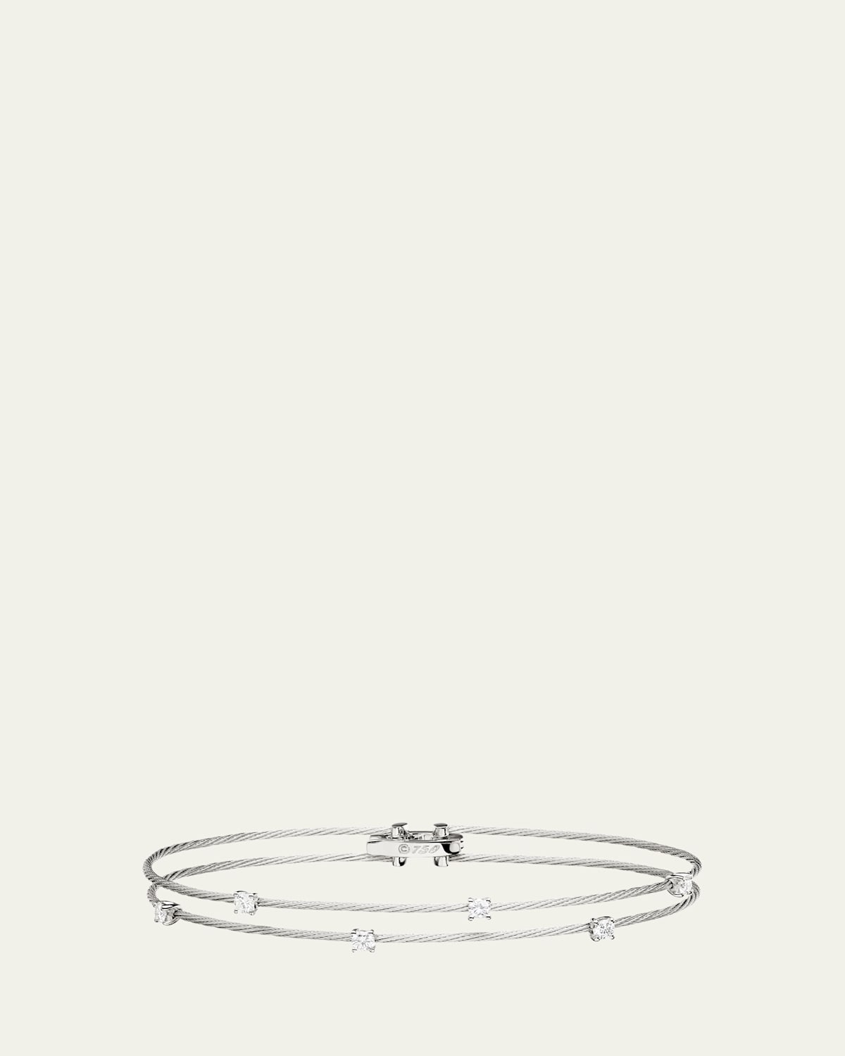 18K White Gold Double Wrap Bracelet with Round Diamonds