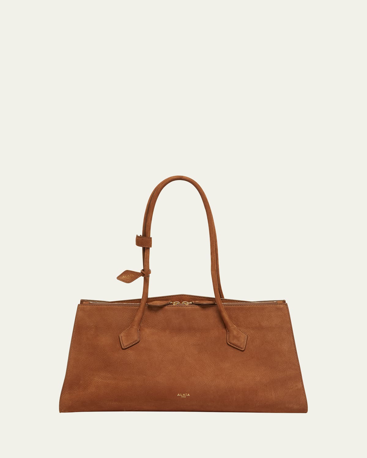 Alaïa Le Teckel Tote Bag In Suede And Leather In 731 Terre D Ombre