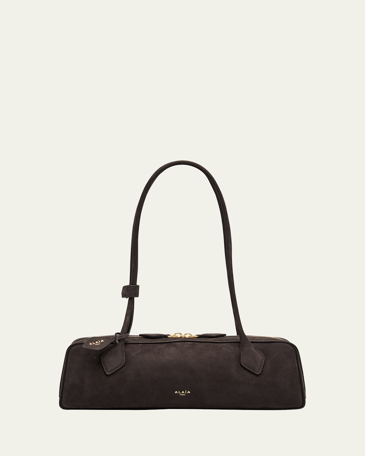 Alaïa Le Teckel Medium Suede Shoulder Bag In Gray