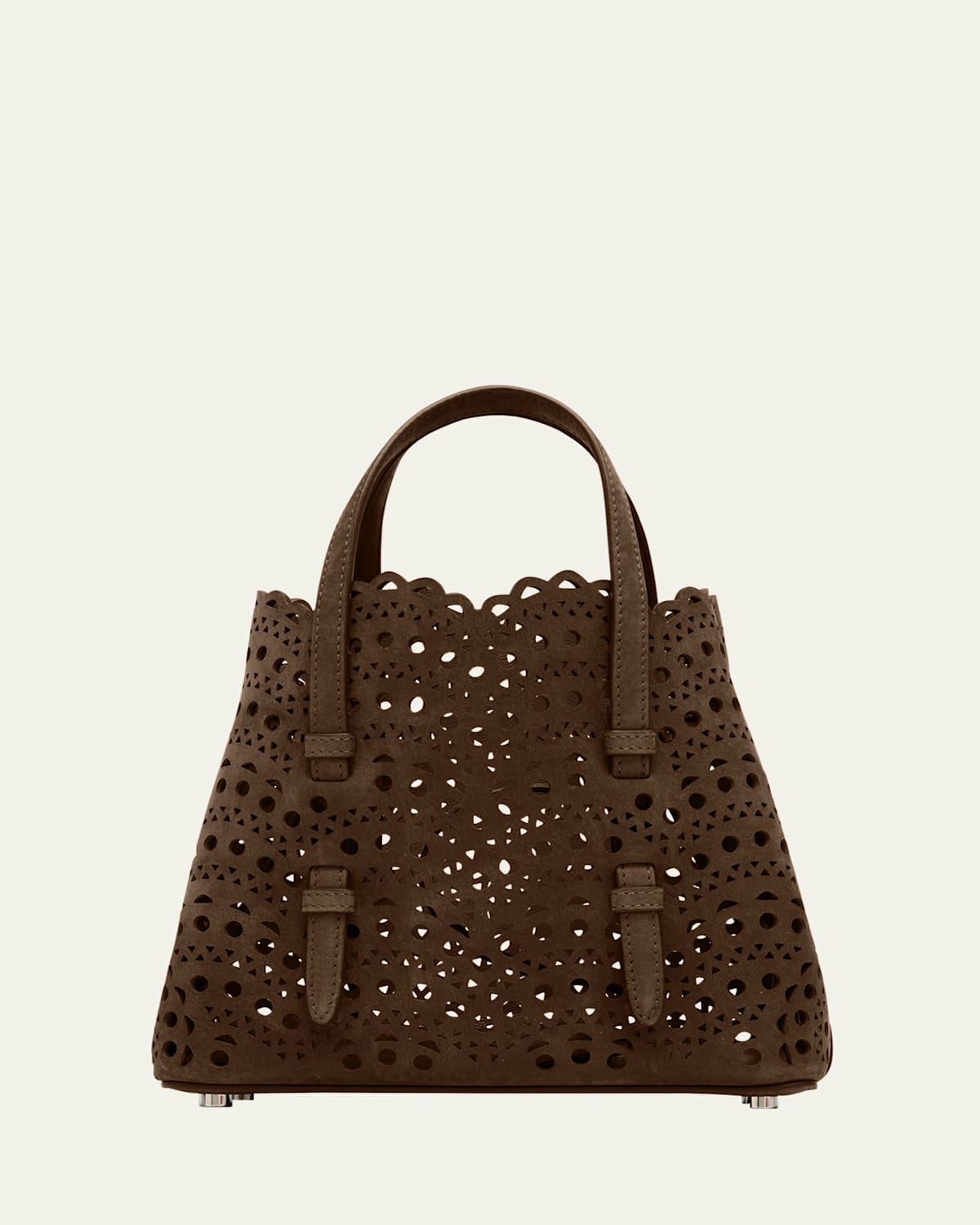 Mina 20 Top-Handle Bag in Perforated Suede