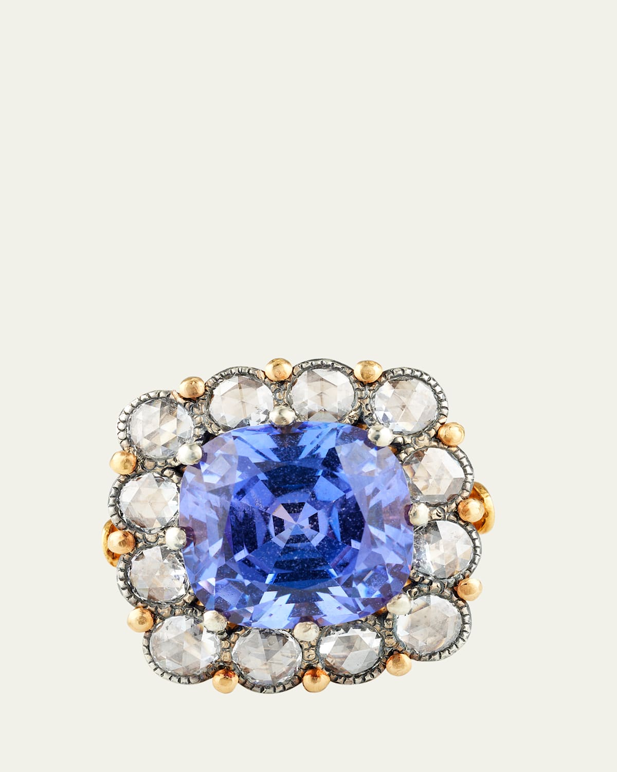 Rose-Cut Diamond and Tanzanite Statement Ring