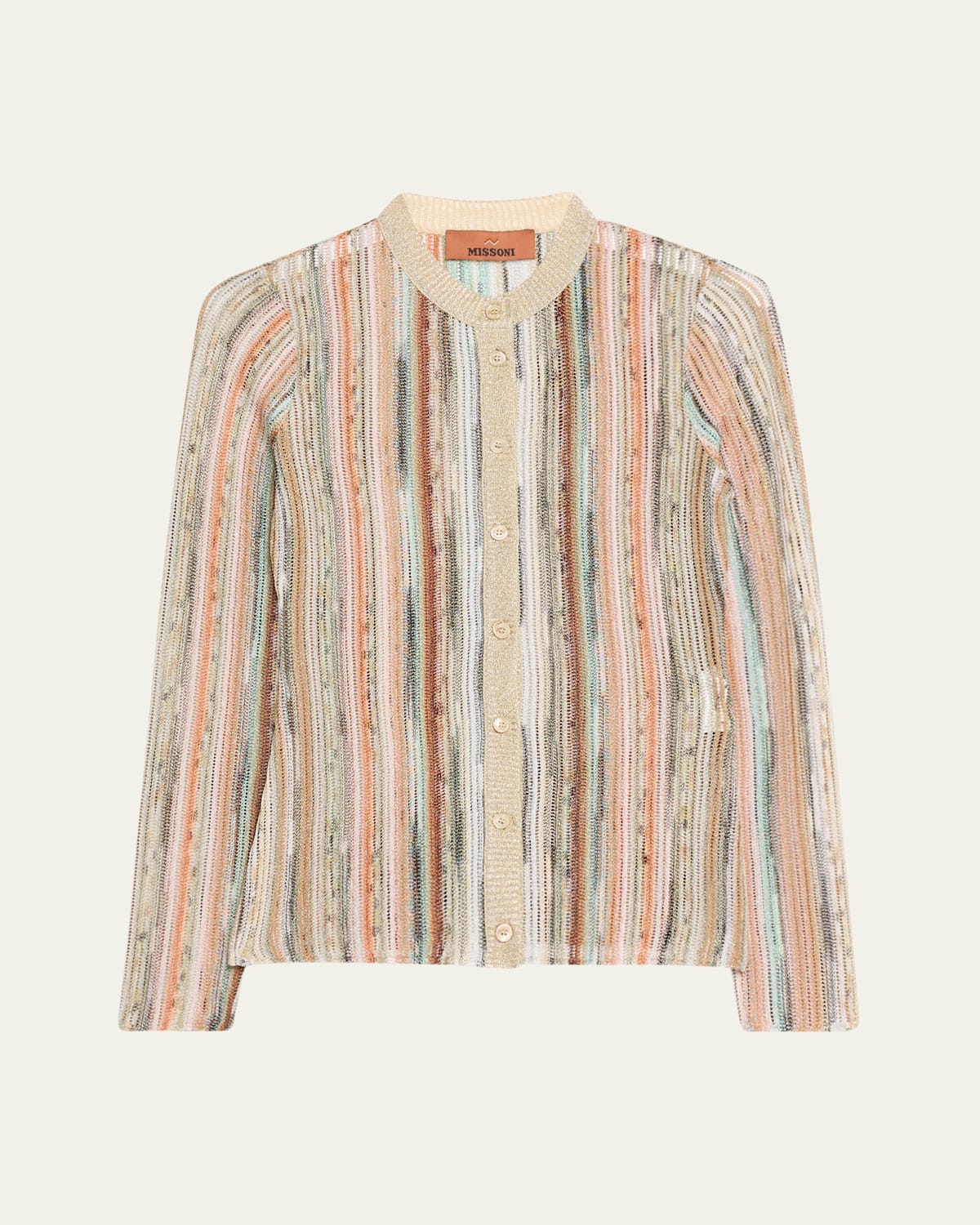 Missoni Striped Lame Slub Cardigan In Sm9kr-multi Orange -