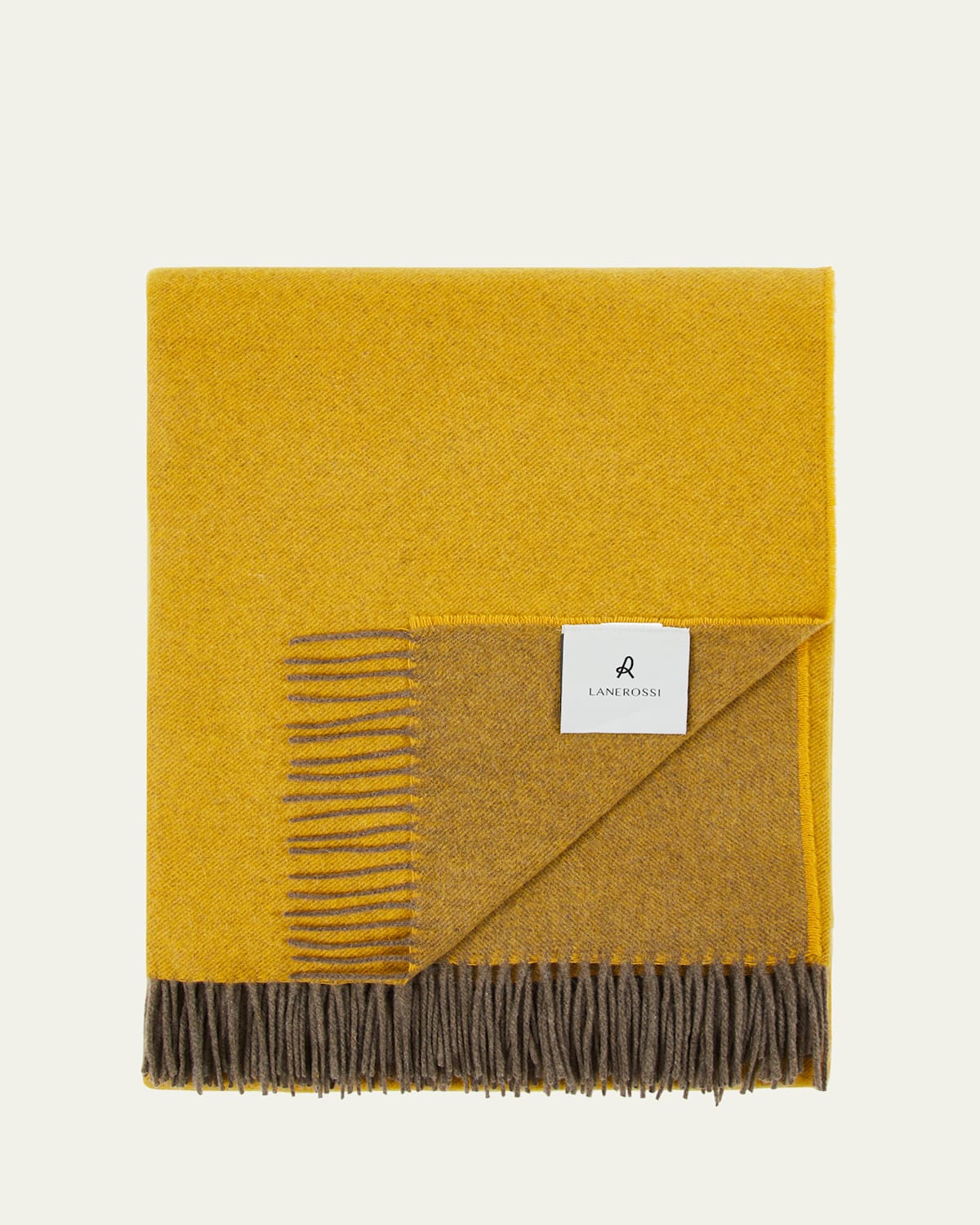 Lanerossi Everest Color Reversible Cashmere Throw, 51" X 70" In Mustard