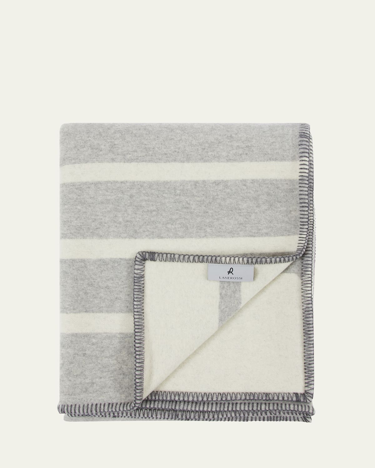 Lanerossi Optical Double-face Reversible Wool/cashmere Throw, 51" X 70" In Gray