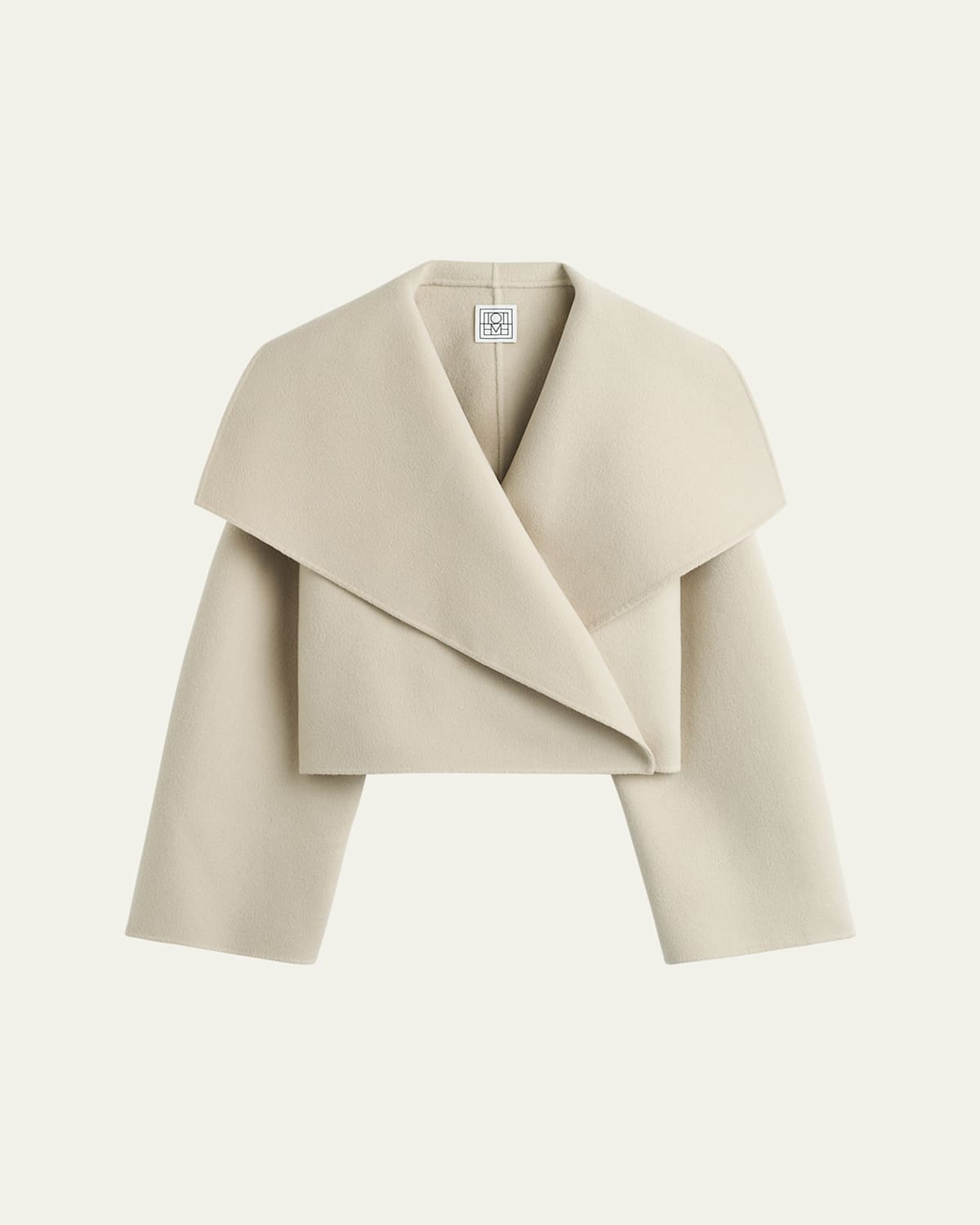 Totême Cropped Signature Double Wool Jacket In Light Beige