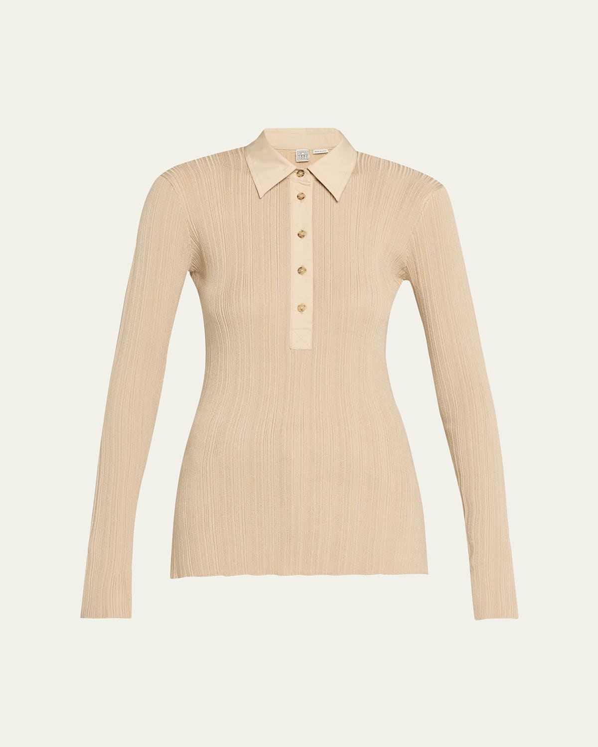 Totême Half-placket Knit Shirt In Light Beige