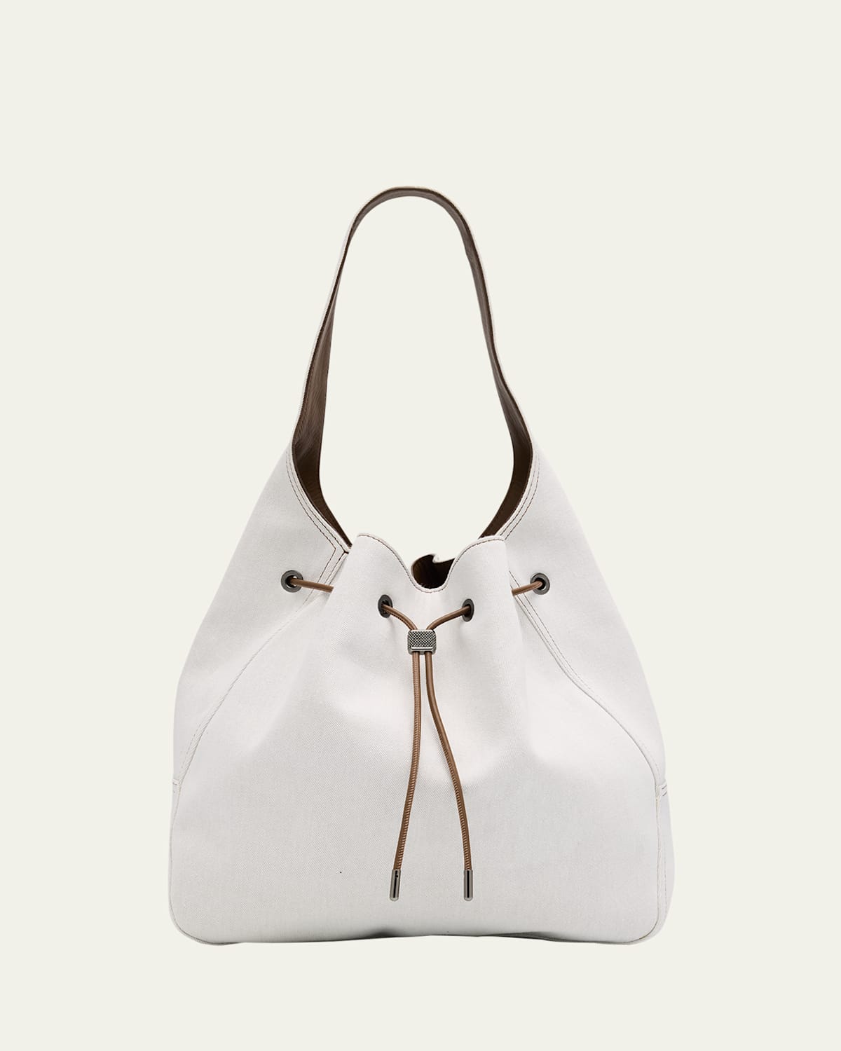 BRUNELLO CUCINELLI MONILI DRAWSTRING DENIM SHOULDER BAG 