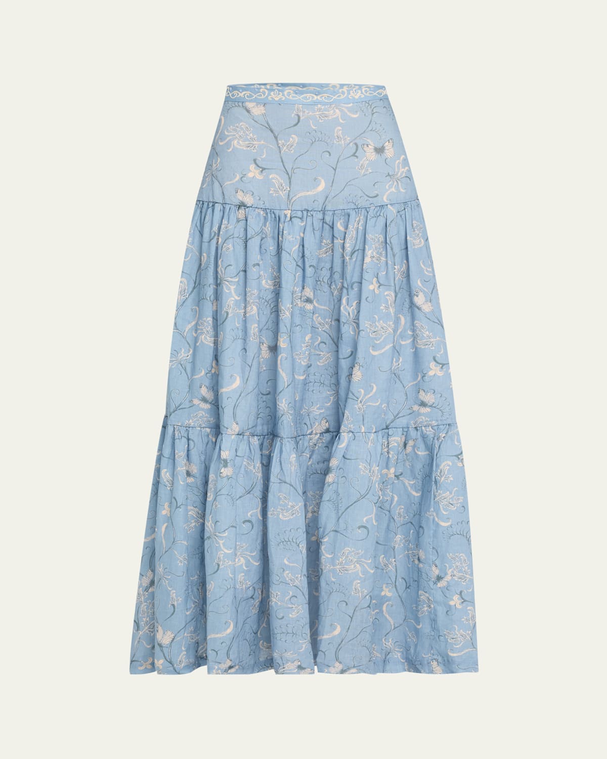 Agua By Agua Bendita Lymanopoda Anis Linen Maxi Skirt In Lymanopoda