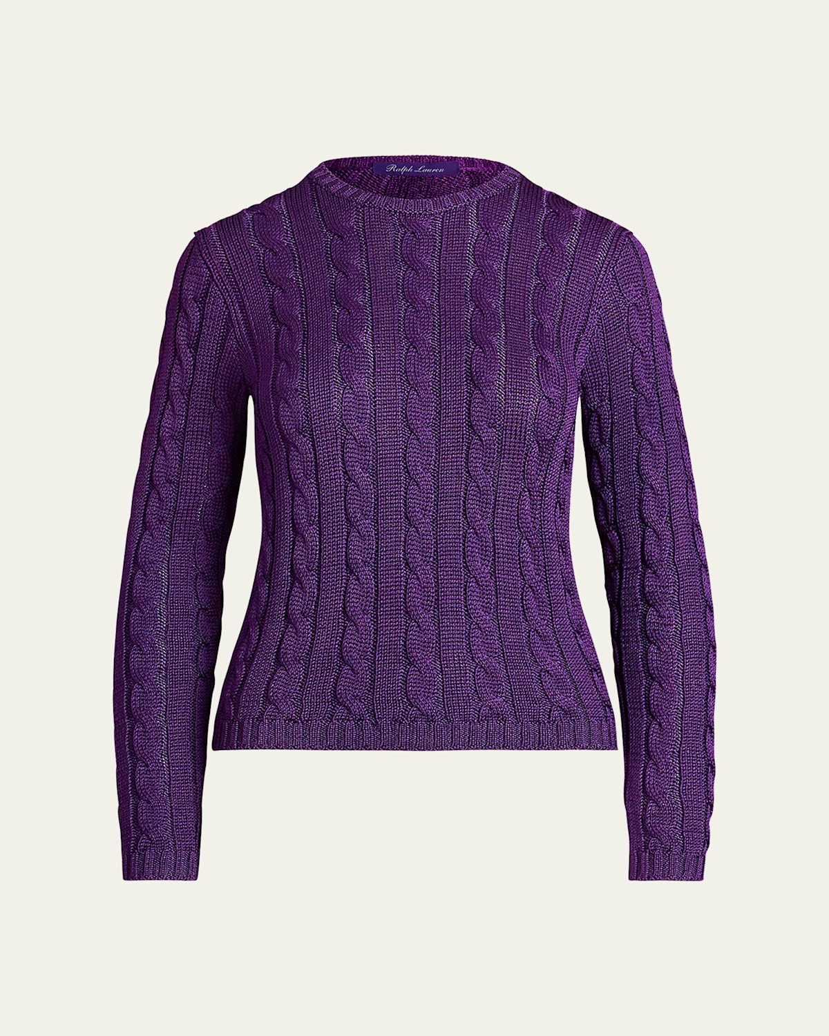 Cable-Knit Silk Crewneck Sweater