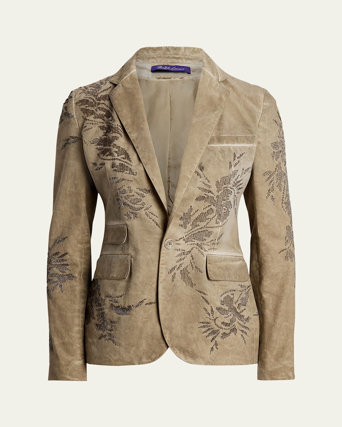 Shop Polo Ralph Lauren Parker Embellished Cotton Chino Jacket In Tan