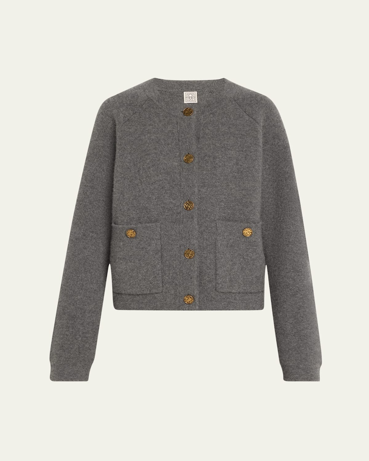 Totême Hammered Button Wool Cashmere Cardigan In Brown