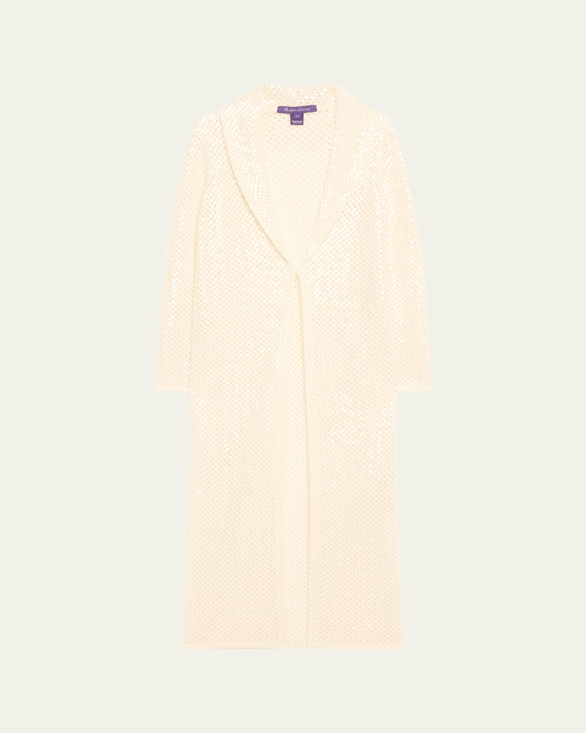 Embellished Cashmere Mesh Long Cardigan
