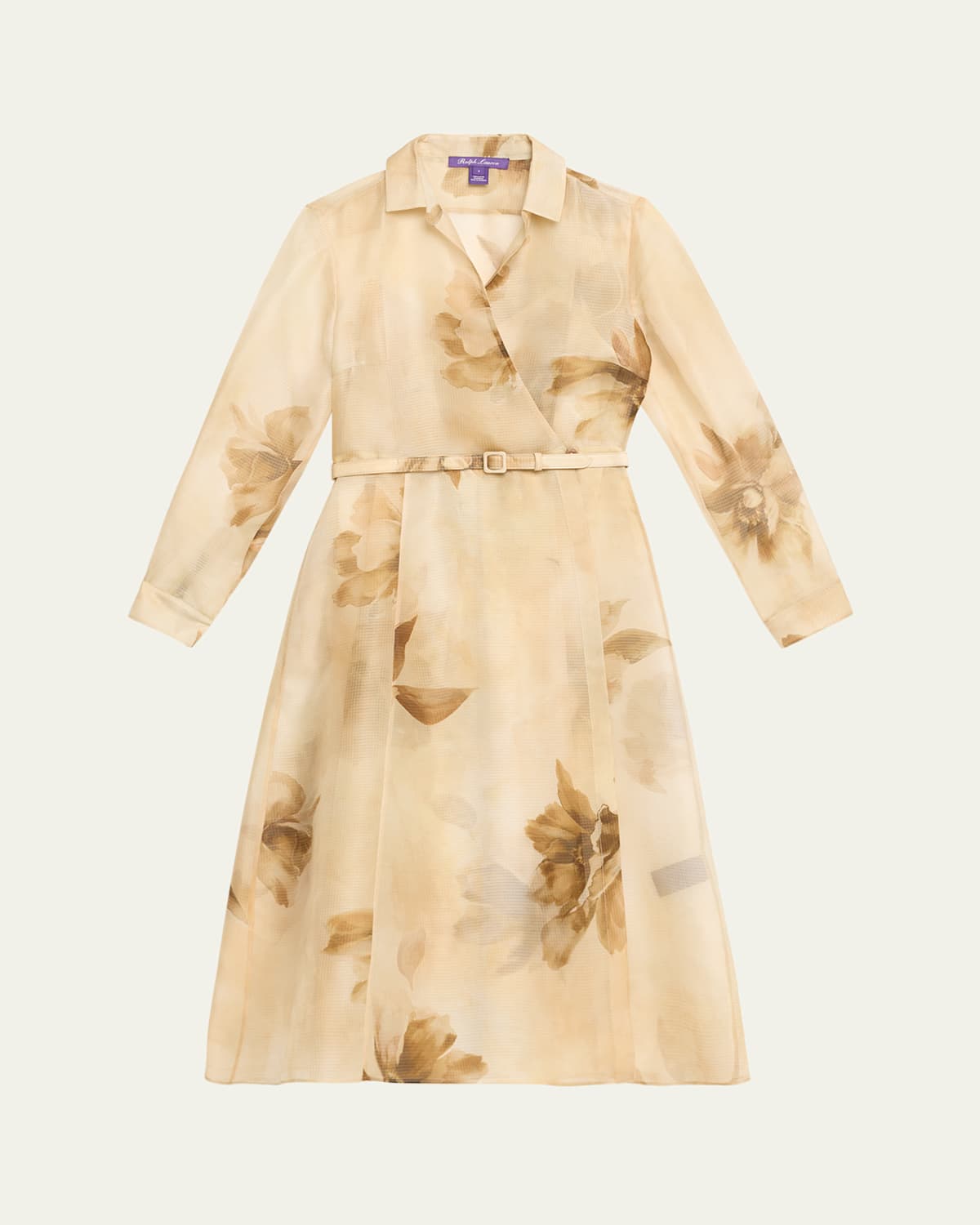 Aniyah Floral Gauze Belted Wrap Midi Dress