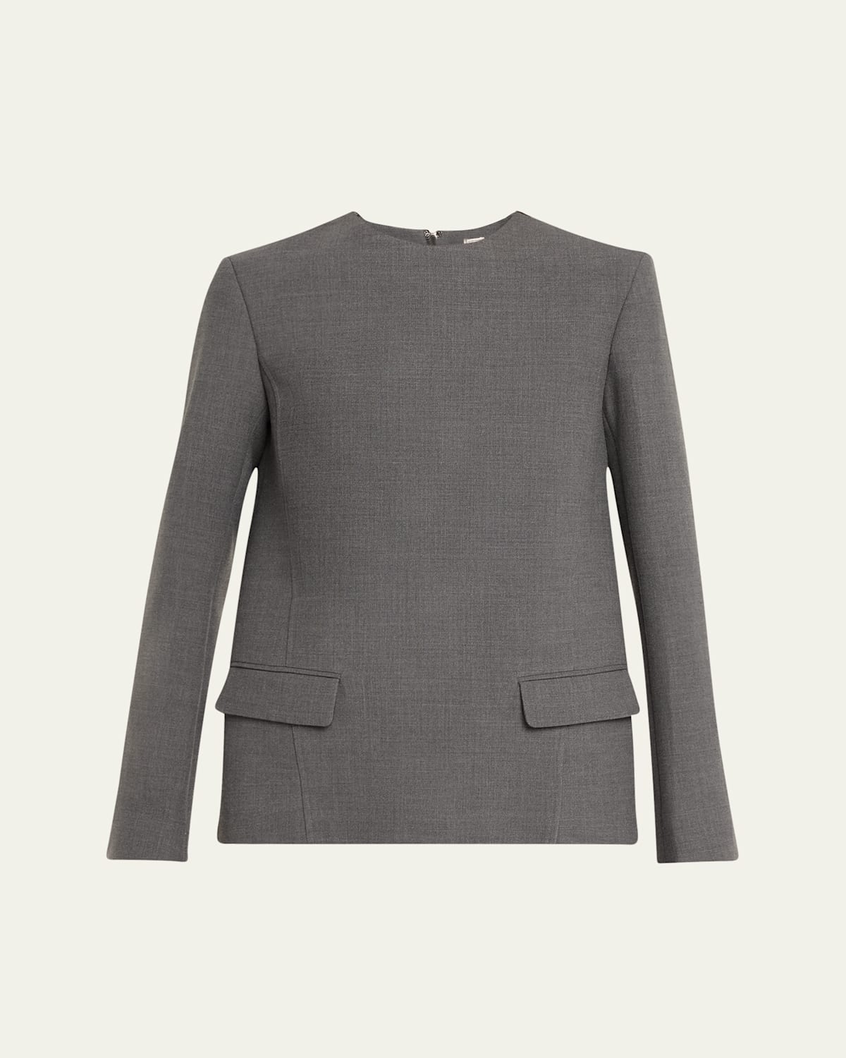 Totême Pocket Long Sleeve Evening Top In Open Grey