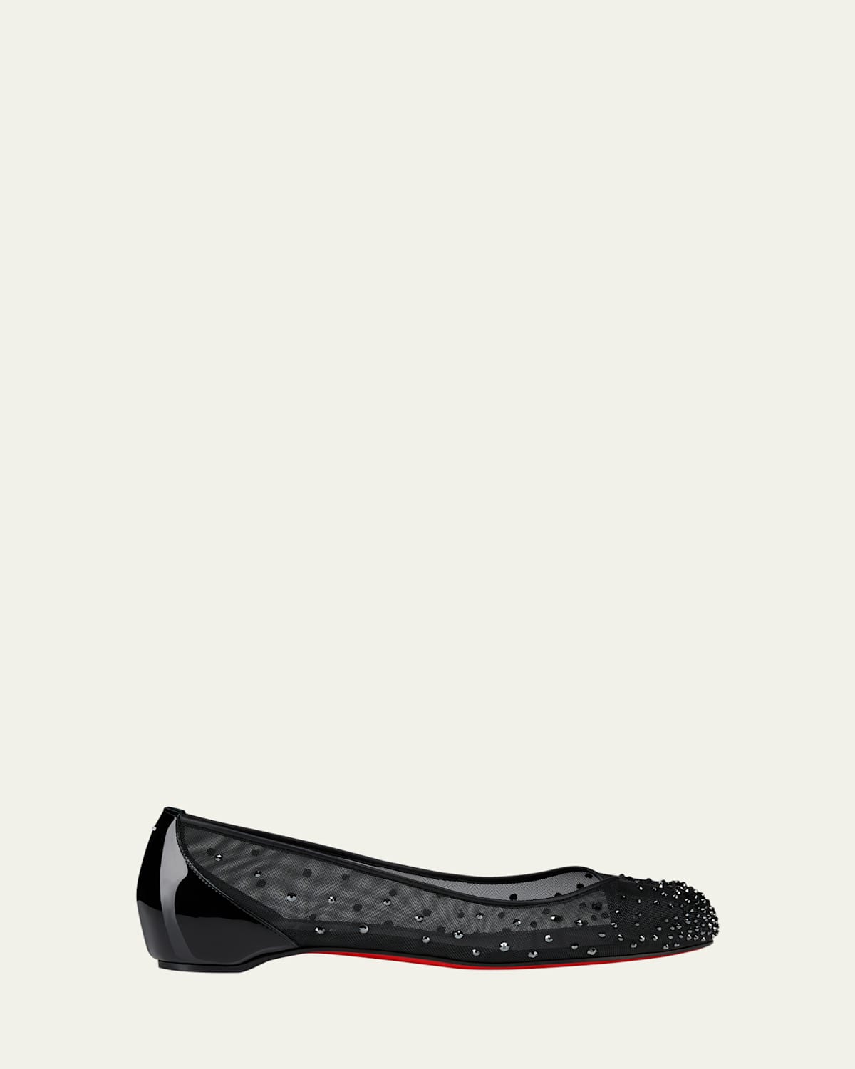 Christian Louboutin Marlougiela Strass Red Sole Ballerina Flats In Blacklin Black