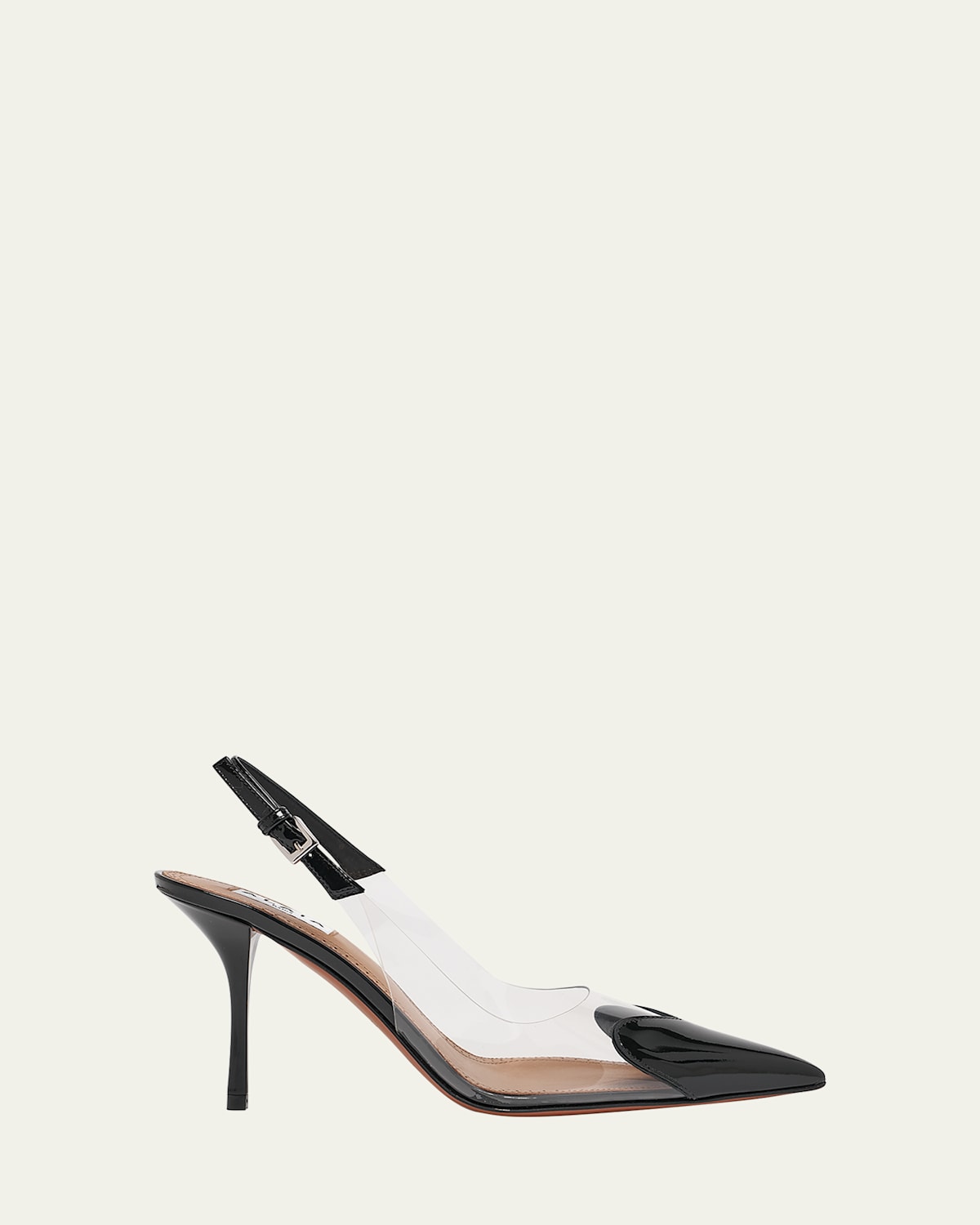 Shop Alaïa Clear Patent Heart-toe Slingback Pumps In Noir