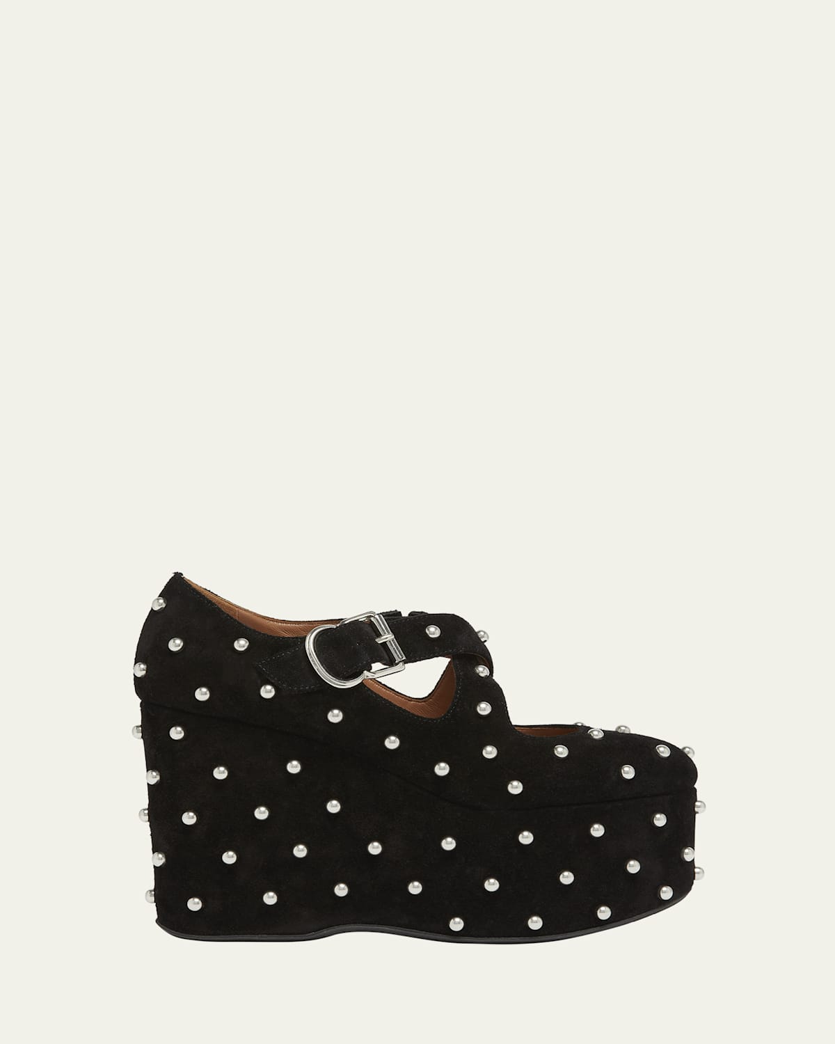 Alaïa Suede Studded Criss-cross Wedges 110 In Noir