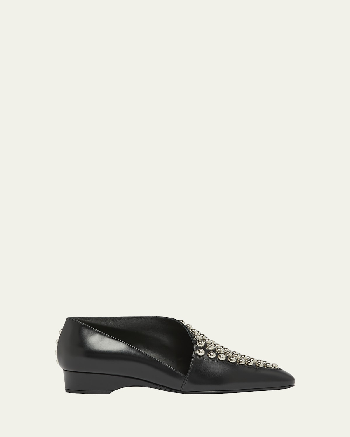 Shop Alaïa Studded Leather Asymmetrical Loafers In Noir
