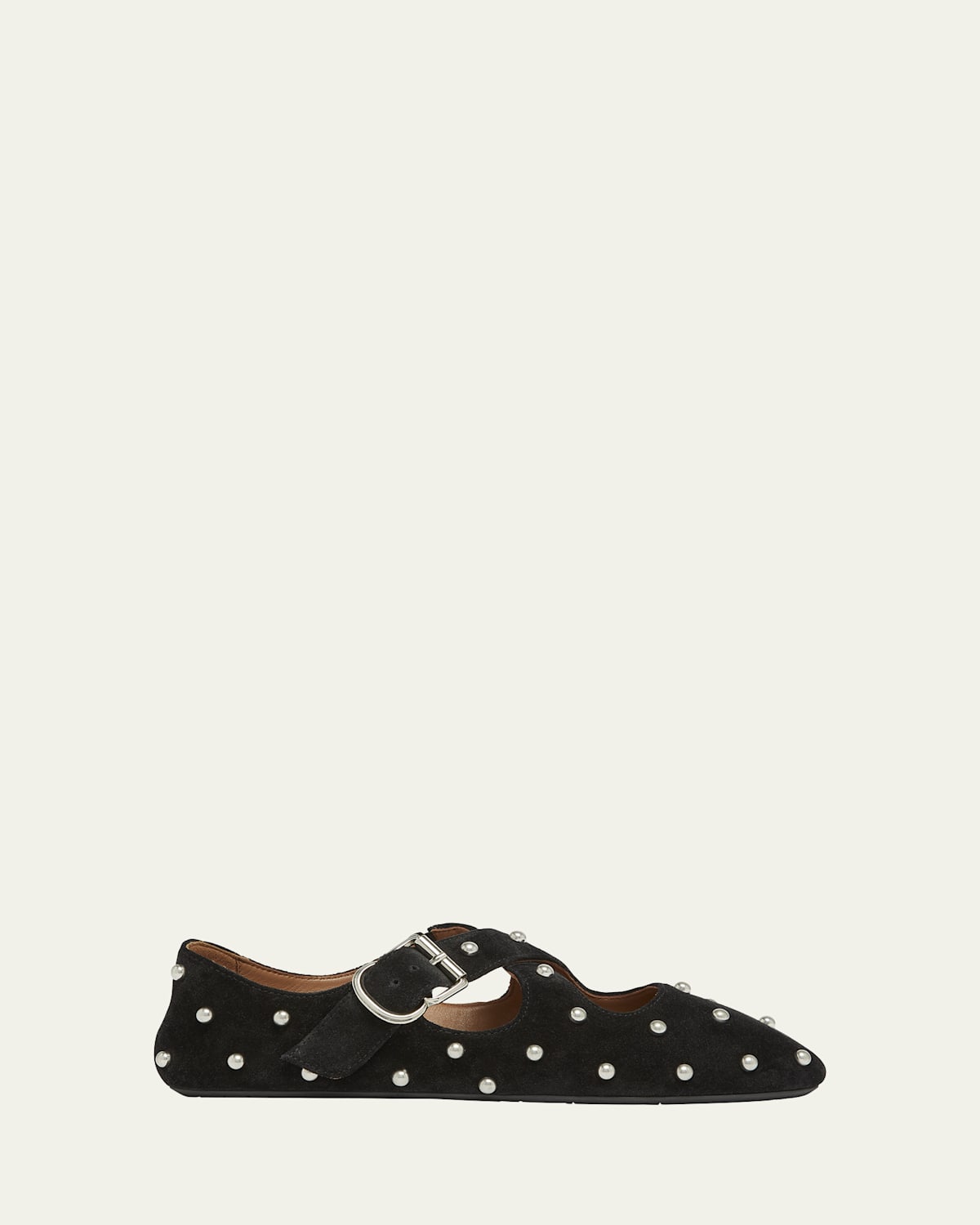 Shop Alaïa Crisscross Pearly-stud Ballerina Flats In Noir