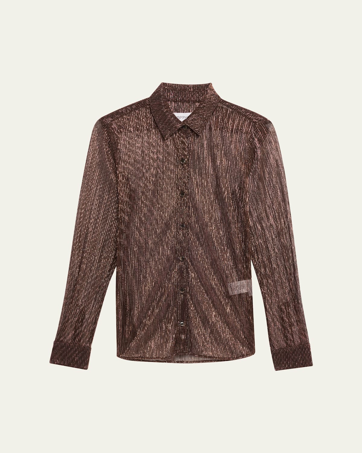 Sprwmn Metallic Striped Button-front Shirt In Bronze
