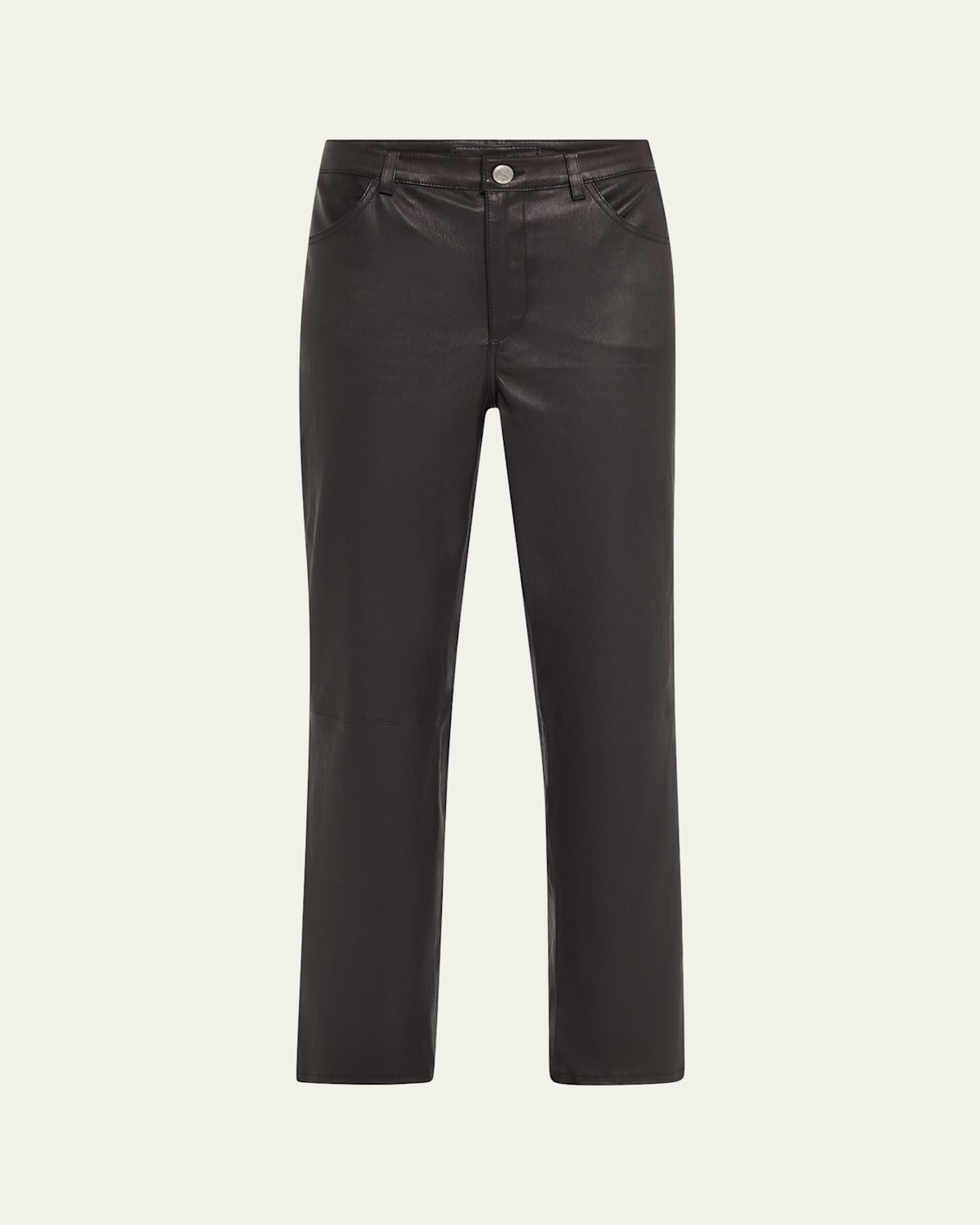 Slim Straight Leather Pants