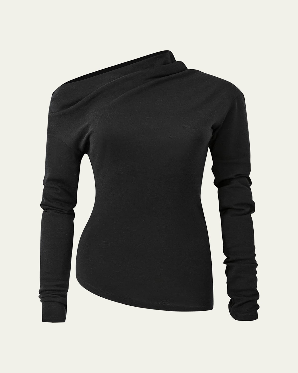 COURTNEY ZHENG ONE-SHOULDER MERINO TOP 