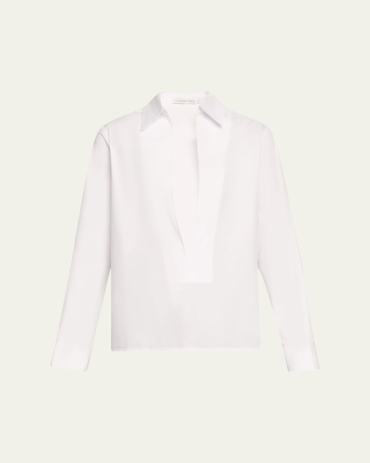 Shop Courtney Zheng Haines Plunge-neck Poplin Shirt In White