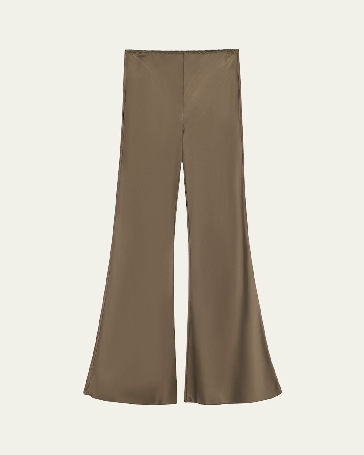 COURTNEY ZHENG PULL-ON SILK FLARE PANTS 