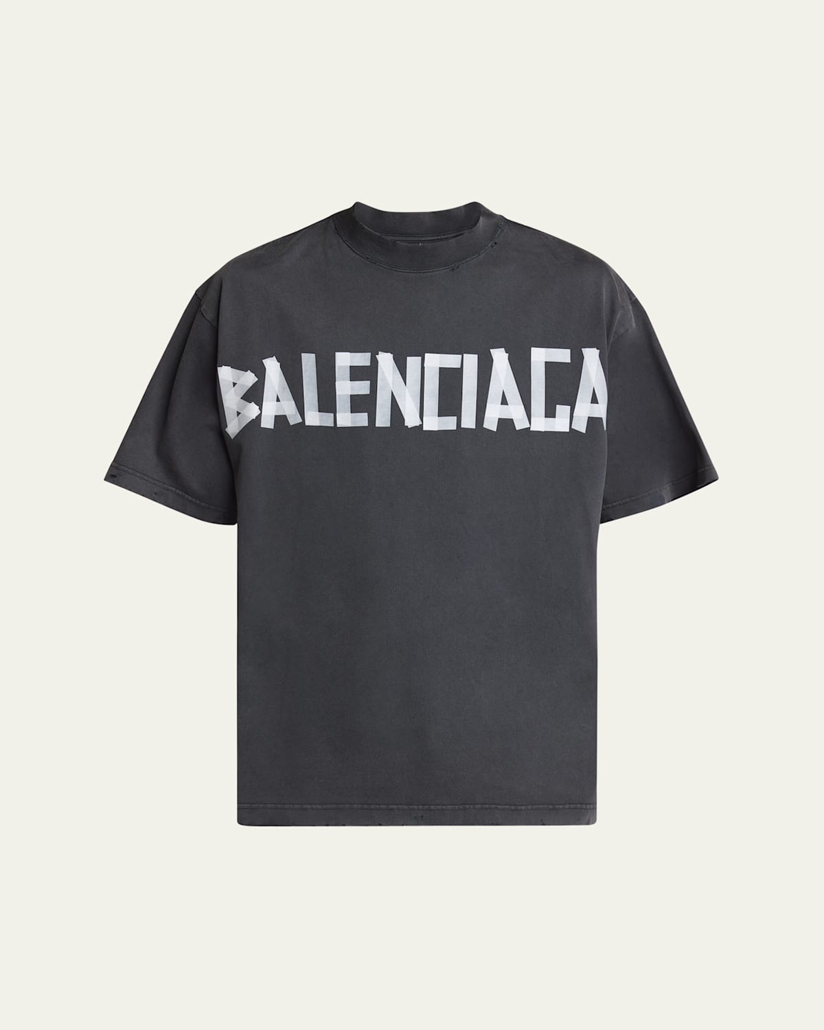 Balenciaga Black T-shirt With Lettering Logo Printed On The Front And Back In Cotton Man In Faded Washed Black