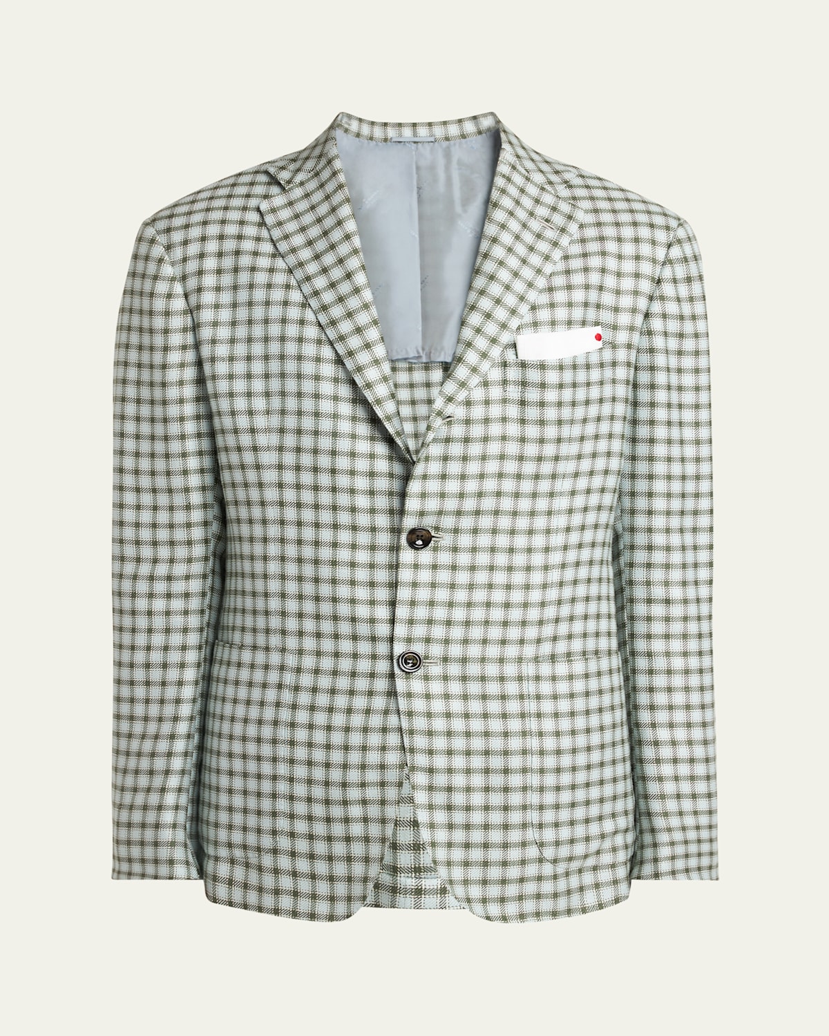 Kiton Men's Cashmere-blend Check Sport Coat In Lt Grn Mult