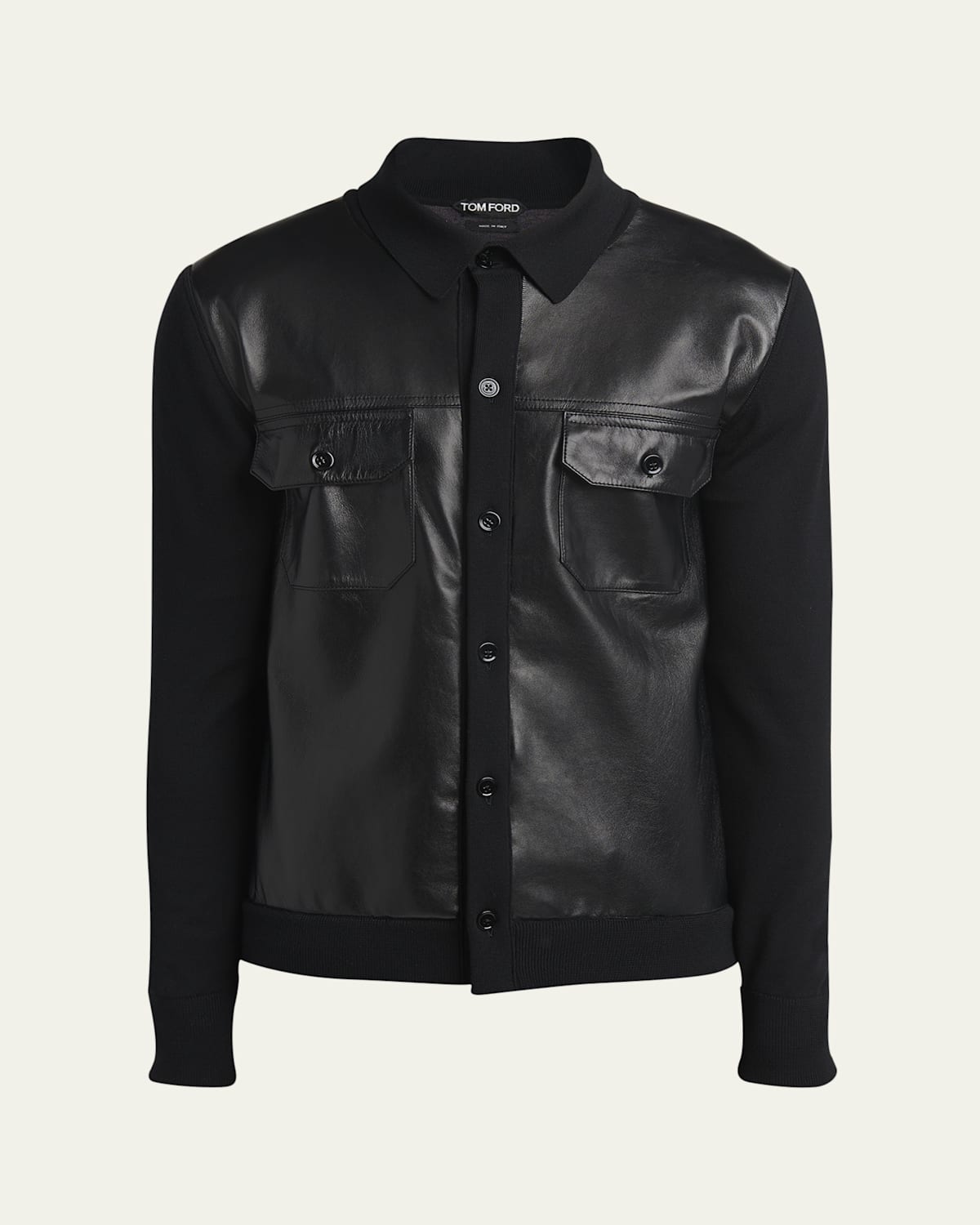 Men's Leather and Wool Overshirt