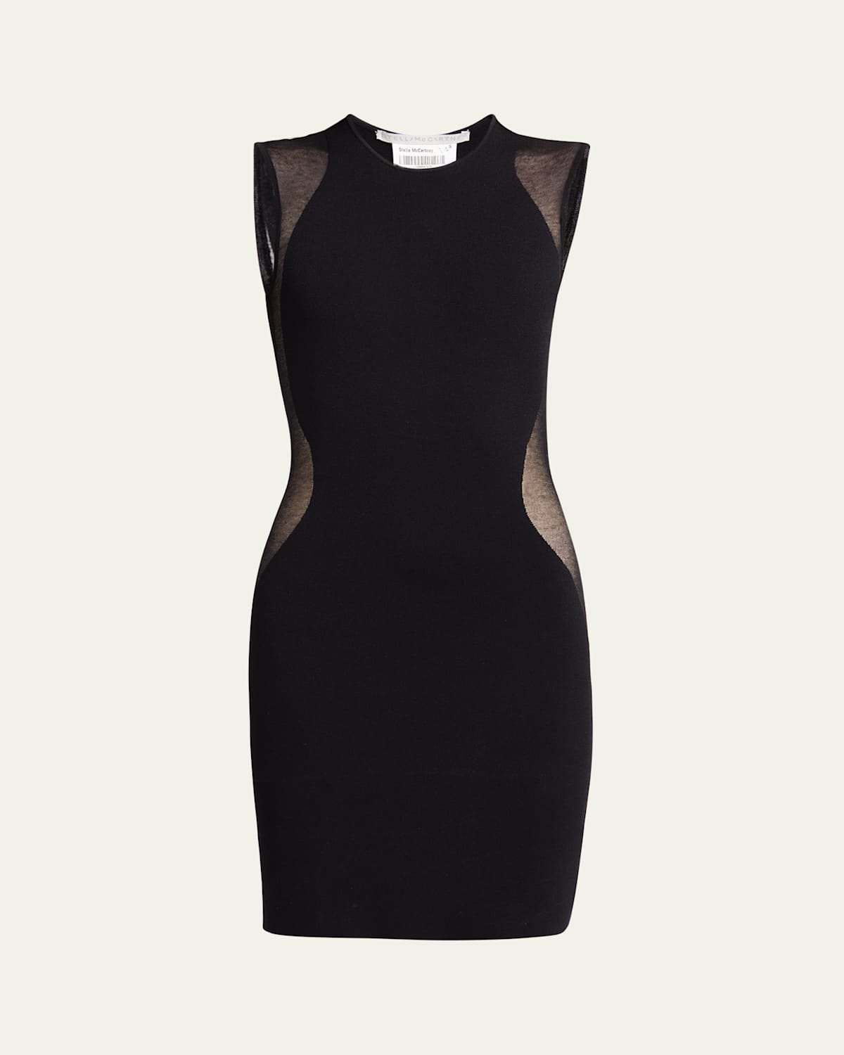 Stella Mccartney Miracle Sleeveless Compact Knit Mini Dress In Black