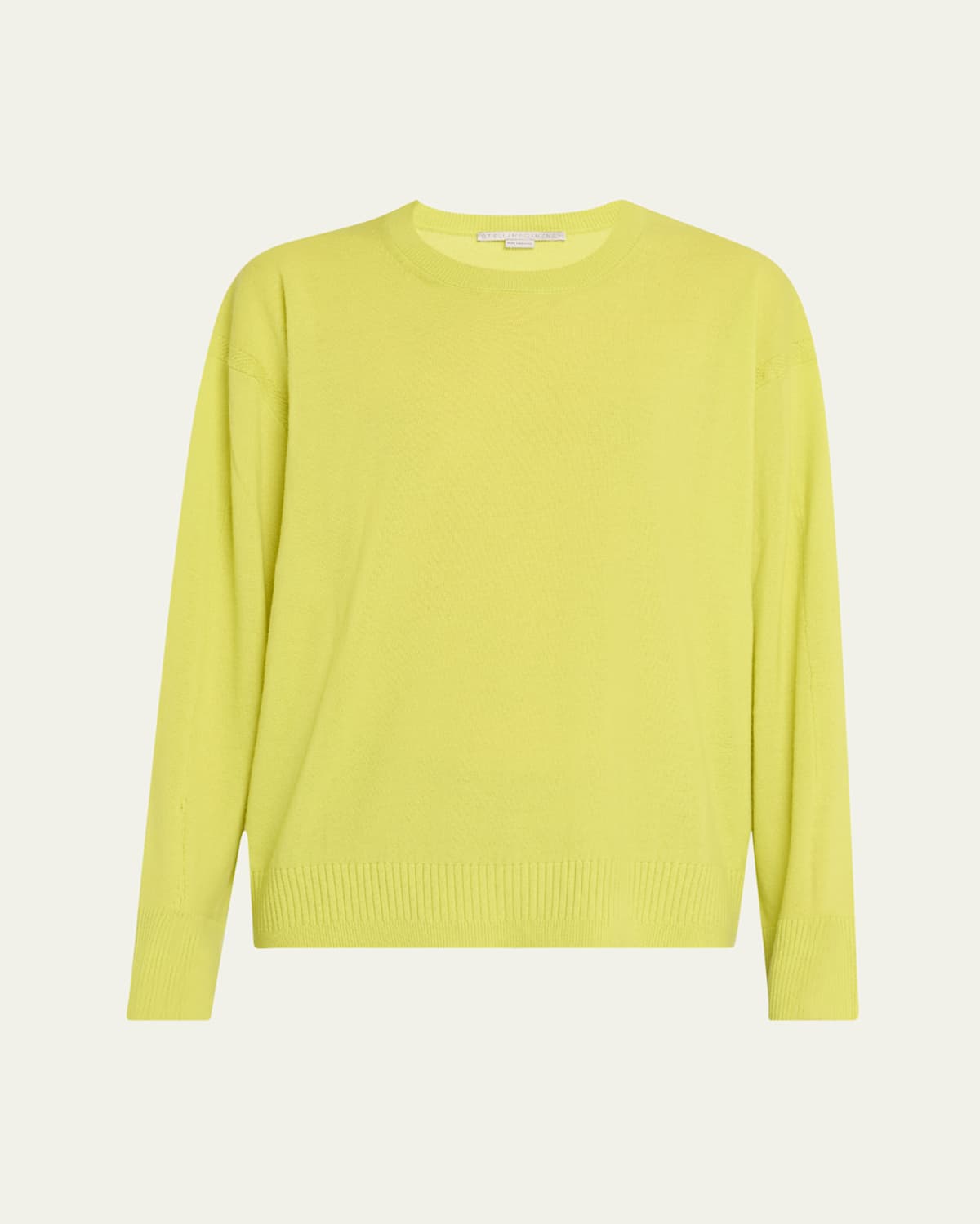 Stella Mccartney Iconic Merino Wool Crewneck Sweater In Lime