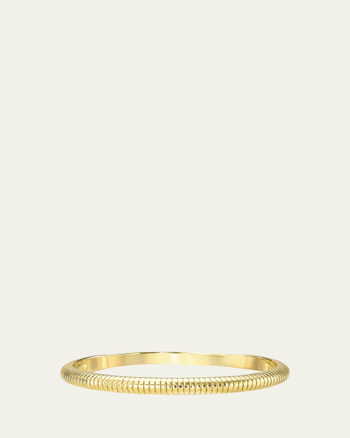 14K Yellow Gold Thin Ribbed Band, Size 7