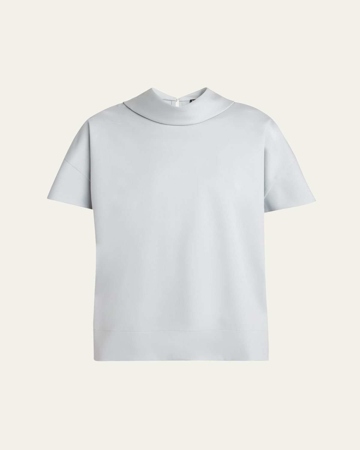 Kiton Mock-neck Wool Silk Top In Lt Blu