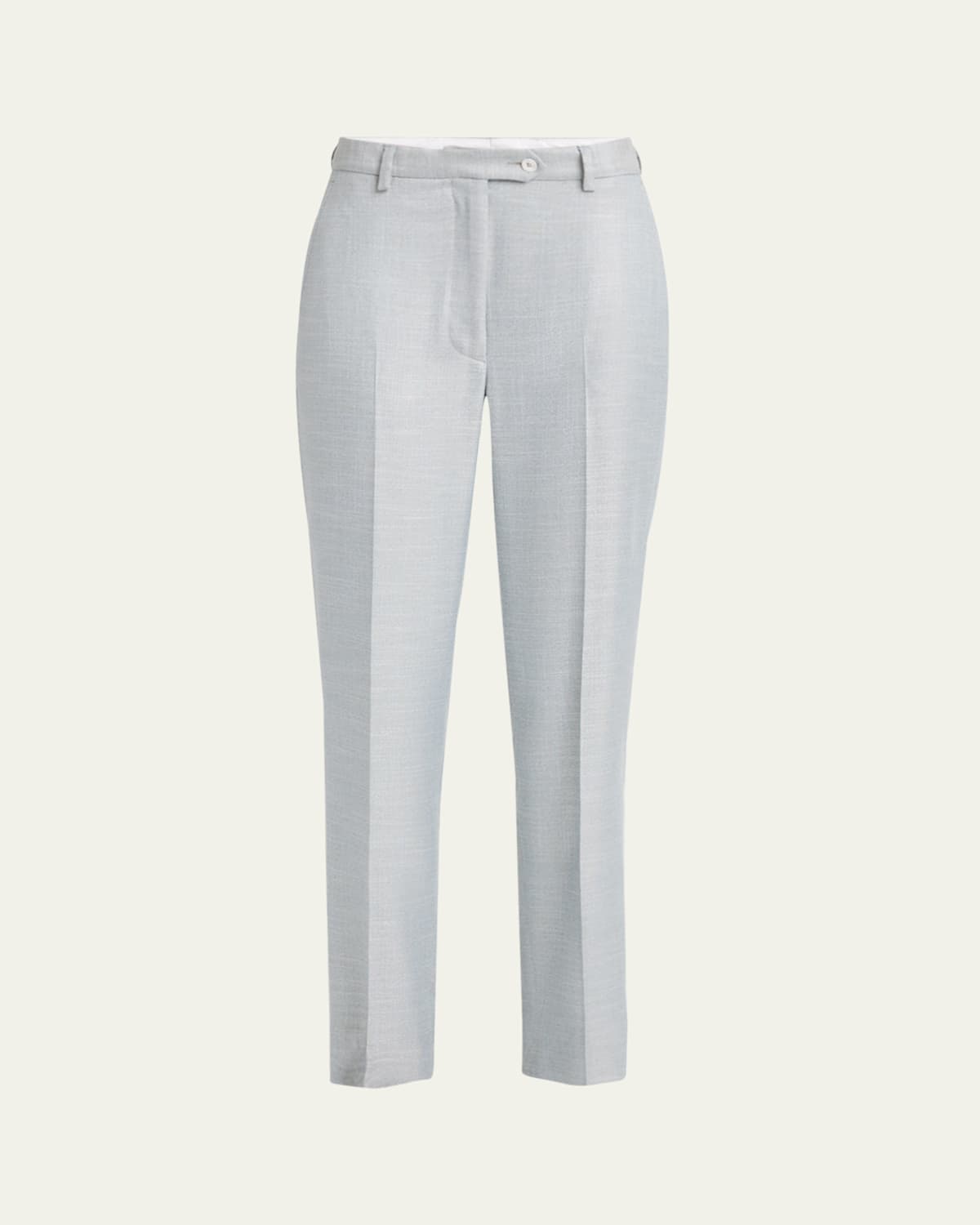 Shop Kiton Straight Leg Bamboo Trousers In Blu