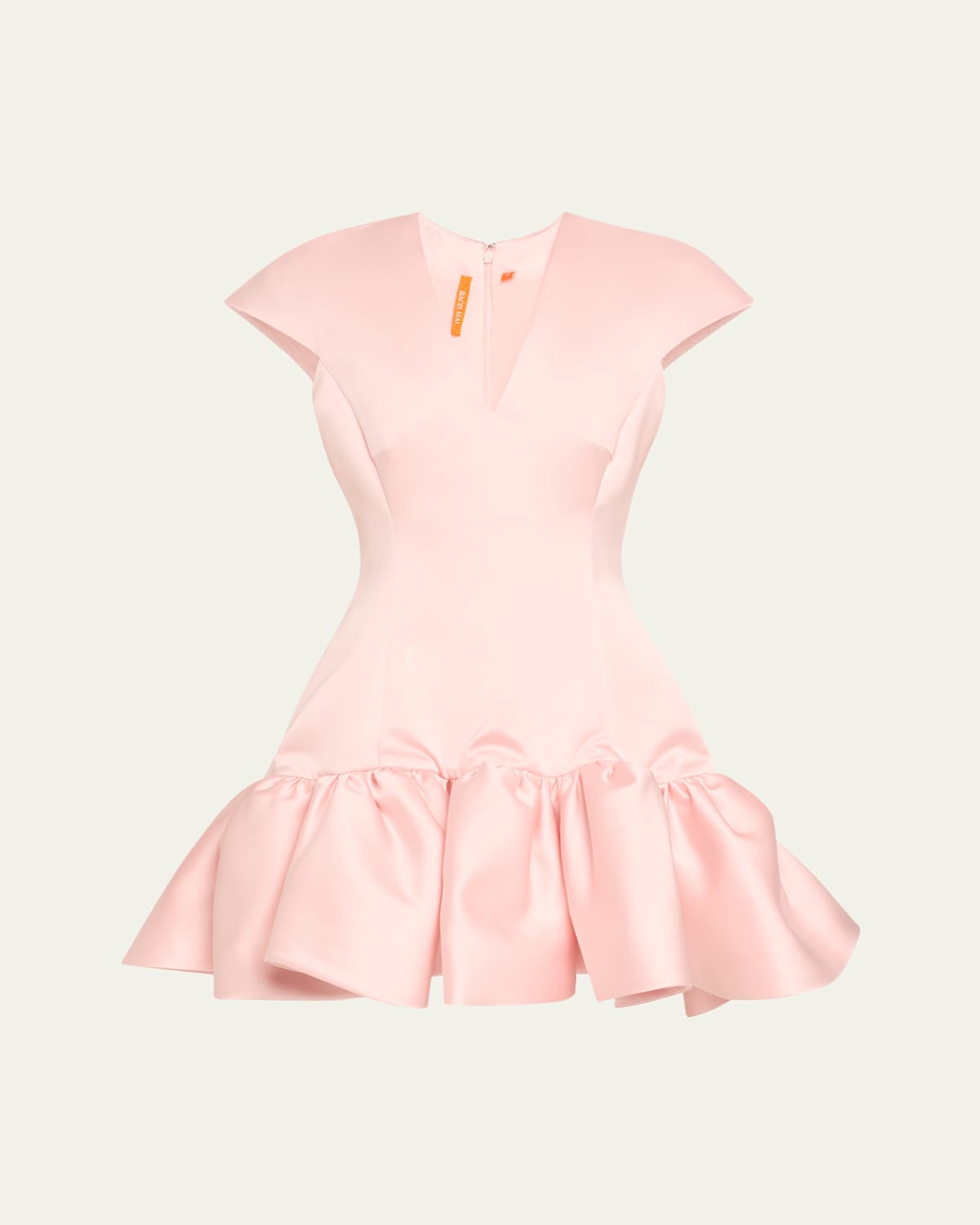 Volant Satin Flared Mini Dress